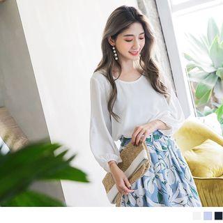 3/4 Sleeve Floral Chiffon Top