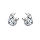925 Sterling Silver Twelve Horoscope Cancer Stud Earrings With White Cubic Zircon