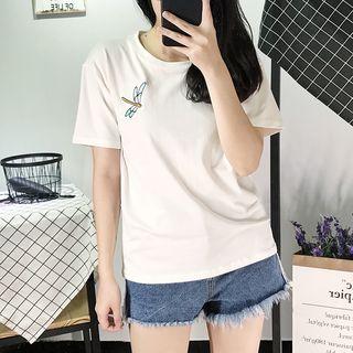 Embroidered Dragonfly Short-sleeve T-shirt