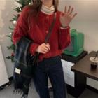Round Neck Single-breasted Cardigan