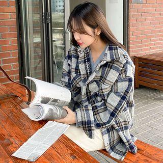 Flap-pocket Plaid Thick Shirt
