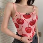 Cherry Print Cropped Camisole Top