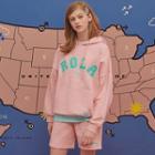 Rola Embroidered Pastel-color Boxy Hoodie Pink - One Size