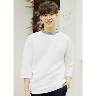 3/4-sleeve Embossed T-shirt