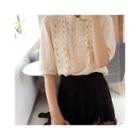 Half-placket Ruffle-trim Blouse