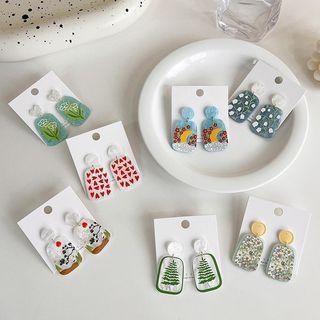 Leaf Print Clear Earring