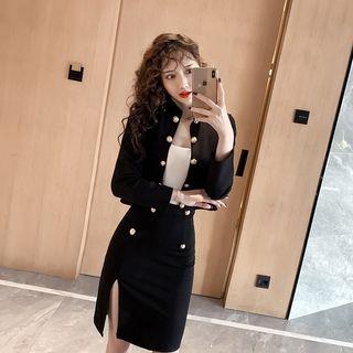 Set: Camisole + Button Jacket + High-waist Pencil Skirt