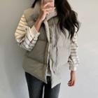 High-neck Padded Vest Khaki - One Size