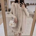 Furry Vest / Long-sleeve Knit Dress