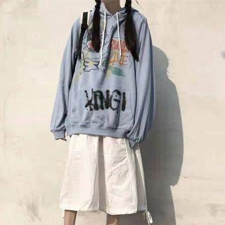 Set: Doodle Print Hoodie + Midi Skirt