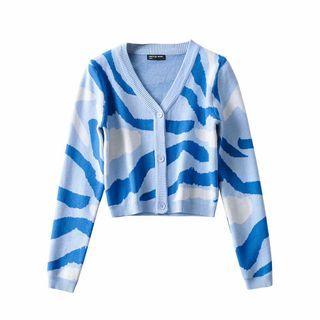 V-neck Pattern Print Cardigan