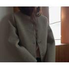 Collarless Single-breasted Woolen Jacket