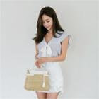 Tie-neck Sailor-collar Sleeveless Blouse