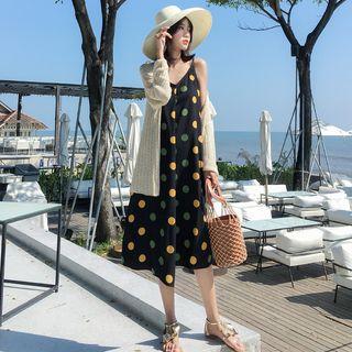 Dot Sleeveless Dress / Light Cardigan