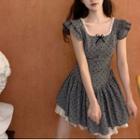 Sleeveless Ruffled Dotted Mini A-line Dress / Top