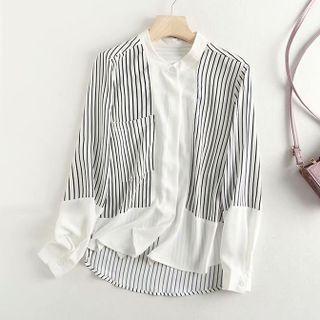 Long Sleeve Pinstripe Chiffon Shirt