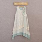Sleeveless Ruffled Lace-panel Dress