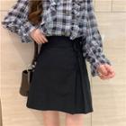 Lace-up Front Mini Skirt Black - One Size