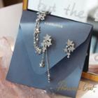 Non-matching Rhinestone Star Chained Dangle Earring Star Zircon Necklace - One Size