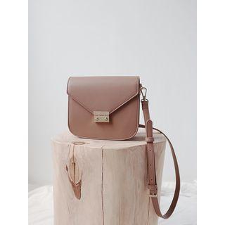 Push Lock Faux Leather Flap Crossbody