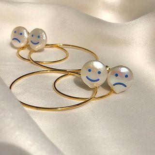 925 Sterling Silver Face Print Hoop Earring
