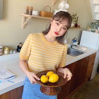 Short-sleeve Stripe Sweater