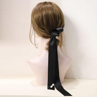 Ribbon Velvet Hair Tie Black - One Size