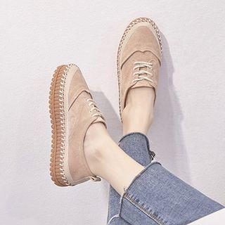 Faux Suede Lace-up Platform Loafers