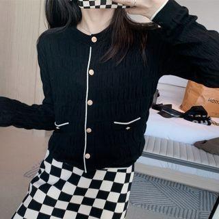 Round Neck Shirred Cardigan