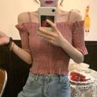 Cold-shoulder Smocked Blouse