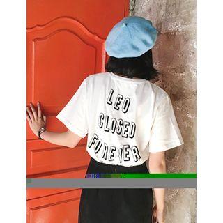 Round-neck Letter Print Cotton T-shirt