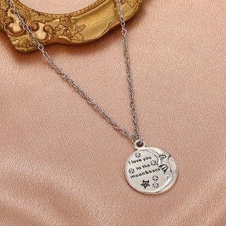 Lettering Moon Pendant Necklace Silver - One Size