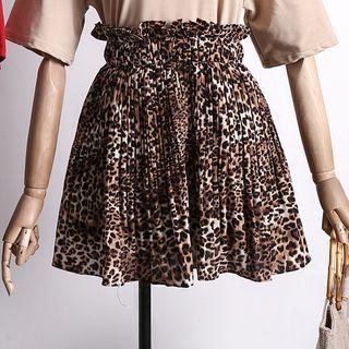 Leopard Print Chiffon Mini Skirt