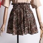 Leopard Print Chiffon Mini Skirt