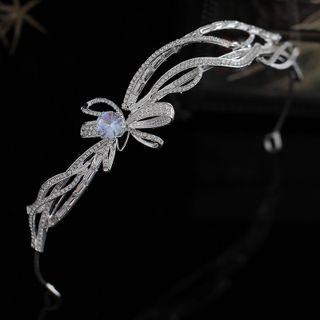Bow Rhinestone Wedding Tiara Silver - One Size