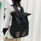 Plain Mesh Pocket Backpack Black - Black - One Size
