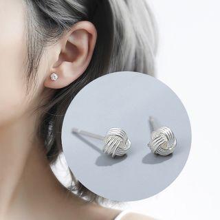 925 Sterling Silver Knot Stud Earring 1 Pair - Knot Stud Earring - One Size