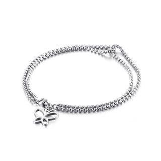 Fashion Simple Butterfly 316l Stainless Steel Double Bracelet Silver - One Size