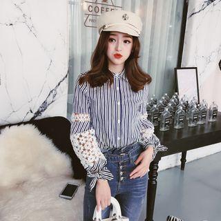 Perforated Panel Striped Shirt