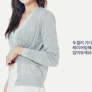 V-neck Sheer Colored Cardigan