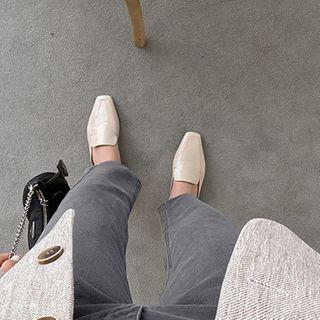 Square-toe Wooden-heel Mules
