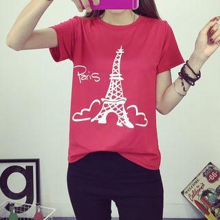 Short-sleeve Tower Print T-shirt
