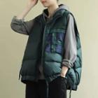 Plaid Panel Padded Vest