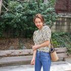 Puff-sleeve Floral Jacquard Top