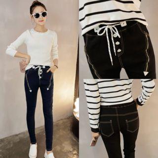 Tie-waist Slim Fit Jeans
