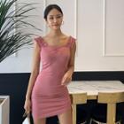 Frilled Strap Drawstring-side Dress