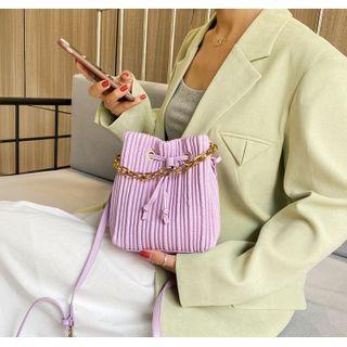 Ruched Chain Faux Leather Crossbody Bag