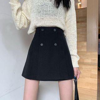 Double Breasted Mini A-line Skirt