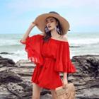 3/4-sleeve Off Shoulder Romper