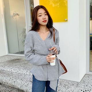 Knotted Surplice-wrap Knit Top